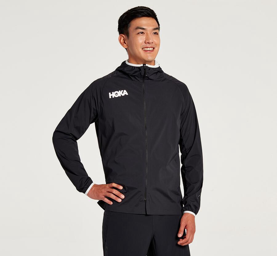 Hoka One One Ceket Erkek Siyah - Full-Zip Wind - XN7254961